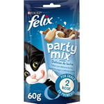 Purina Felix Party Mix Dairy Delight, Snack, Prix pour Chat au Lait, Yaourt et Fromage, 8 Sacs de 60 g