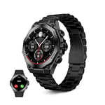 Ksix Titanium Montre connectée pour Homme avec Bracelet en Acier et Silicone avec écran AMOLED, Moniteur de santé et de Sport, Assistant Vocal, autonomie de 5 Jours, Noir, Noir, Standard