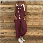 Jumpsuit för kvinnor Playsuits Byxor Lösa toppar Jumpsuit wine red XL