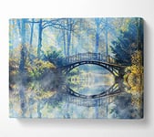 Blue hue bridge on lake Canvas Print Wall Art - Extra Large 32 x 48 Inches