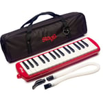 Stagg Melodica 32 Keys, Pianica, 2 Mouthpieces Included with Carry Bag, Red