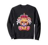 Kawaii teddy bear with crown and lilies Sweatshirt