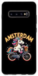 Coque pour Galaxy S10+ Amsterdam Netherland Vélo licorne pour filles et femmes arc-en-ciel