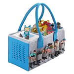 Sac pour toniebox Tonie, boîte de rangement, sac de transport avec poignée, pour kit de démarrage Toniebox et figurine Tonies, accessoires de protection pour plus de 30 figurines (gris + bleu marine)