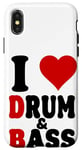 Coque pour iPhone X/XS I Love Drum & bass Funny rum and ass Music lover