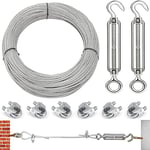 Câble métallique 3mm,Cable Acier Galvanisé 30m,Cable Acier Gainé,Cable Plante Grimpante Exterieur,M5 Tendeur Cable with Serre Cable Acier for Tendeur fil a linge