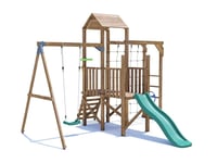 Climbing Frame with One Swing, Low Platform, Monkey Bars and Net BalconyFort