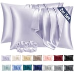 Vielit 2 Pack Satin Pillowcase for Hair and Skin,Soft as Silk Pillowcases for Hair and Skin,Easier Care than Silk Pillow Case Purple Pillowcases for 40x60cm Pillow Envelope & 2 Scrunchies