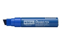 Pentel N50xl, Blå, Mejselspets, Blå, Metall, 70 M, Kartong, Glas, Metall, Papper, Plast, Gummi, Trä