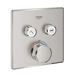 GROHE Grohtherm Smartcontrol Thermostat for Shower, with Concealed Installation and Two Valves Square Shape, Stainless Steel Look Eco-Friendly and Safety Features 29124DC0