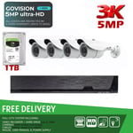 5MP CCTV CAMERA SYSTEM HOME OUTDOOR SECURITY KIT 4CH DVR WITH 1TB HARD DRIVE  UK