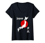 Womens Japan Map and Japanese Culture Lover Tee Men Women Pride V-Neck T-Shirt