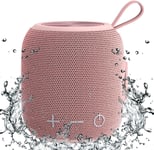 Haut Parleur Bluetooth Portable,Mini Enceinte Bluetooth 5.0 Double Appairage sans Fil,Son Surround HD 360 et Basses Stéréo Riches,Piscine et Douche en Plein Air (Rose)