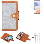 Felt Case + earphones for Samsung Galaxy A14 5G Cover light grey