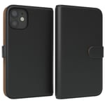 For Apple iPhone 12 Mini Flip Cover Faux Leather Case Protection Phone Black