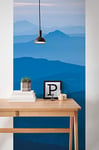 Komar Papier peint photo non tissé - Panneau de montagne bleu - 100 x 250 cm (largeur x hauteur) - Papier peint pour chambre à coucher, salon, couloir, design, décoration murale