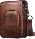 Voyage Étui Housse Compatible avec Fujifilm Instax Mini LiPlay Hybrid Instant Camera - Sac de Caméra en Cuir Végétalien Caméra Cover Case Sac avec Bandoulière Amovible, Marron.[G931]