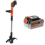 BLACK+DECKER Coupe-Bordures sans Fil 18V, Coupe-Bordures Electrique 30 cm & Batterie Lithium 18V 4 Ah, Compatible avec Tous Les Outils 18V BLACK+DECKER, sans Effet Mémoire, Faible Autodécharge