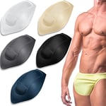 Jinei 5 Pcs Men Bulge Enhancing Men Padded Underwear Cup Sponge Pad Swimwear Padded Pump Male Package Enhancer Removable Pad Protection Cup (Black, Beige, White, Gray, Navy), Black, Navy, One Size