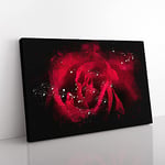 Big Box Art Drops Upon a Red Rose Paint Splash Canvas Wall Art Print Ready to Hang Picture, 76 x 50 cm (30 x 20 Inch), White, Lavender, Grey, Mauve, Pink