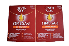 2 x Seven Seas 1000mg Fish Oil Omega-3, 30 Day Duo Pack & Immunity 120 Caps/Tabs