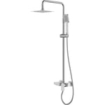 Ensemble colonne de douche monocommande avec barre extensible - Barre de douche avec douchette et poignée - Robinetterie salle de bain chromée