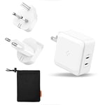 Spigen 45W Switchable Plug for Travel UK EU US Wall Charger 20W Dual Output PD 3.0 for iPhone 15 14 13 12 Plus Pro Max Mini Samsung Galaxy S23 S22 Ultra Plus iPad Macbook Air Steam Deck and More