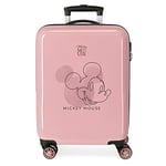 Disney Mickey Outline Valise de cabine rose 38 x 55 x 20 cm Rigide ABS Fermeture à combinaison latérale 34 l 2 kg 4 roues doubles Équipement à main