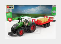 1:50 BURAGO Fendt Vario 1050 Tractor With Trailer 2016 Green Red BU31674