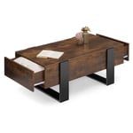 Idmarket - Table basse rectangle phoenix avec tiroirs 100 cm bois effet vieilli et noir