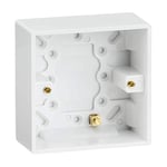 Knightsbridge White Square edge Plastic Single 35mm Pattress Box with Earth Terminal