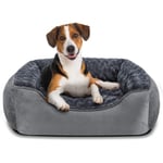 JOEJOY Panier Chien Lit pour Chien Coussin Chien Panier pour Chien Dehoussable Lavable Lit Chien Doux et Confortable Panier Moyen Chien Antidérapant Paniers pour Chiens Gris M(63x53x20cm)