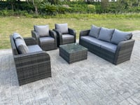 PE Rattan Garden Furniture Set Adjustable Chair Sofa Double Love Seat  Lounge Set Square Coffee Table