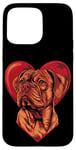 Coque pour iPhone 15 Pro Max Saint-Valentin Dogue de Bordeaux