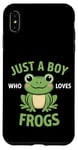 Coque pour iPhone XS Max Juste un garçon qui aime les grenouilles, de jolis garçons illustrés de grenouilles