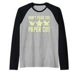 Dont Fear the Paper Cut Origami Raglan Baseball Tee