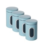 ECHTWERK Boîtes à provisions élégantes Lot de 4-bleu clair, Pour la conservation de farine/sucre/céréales, Boîte métallique avec couvercle hermétique et grande fenêtre de visualisation