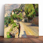 Big Box Art Canvas Print Wall Art Carl Moll The Cliff Road | Mounted and Stretched Box Frame Picture | Home Decor for Kitchen, Living, Dining Room, Bedroom, Hallway, Muli-Colour, 20x20 Inch