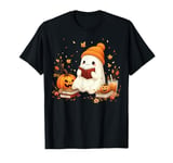 Cute Ghost Reading Book Lovers Halloween Ghost Coffee Cozy T-Shirt