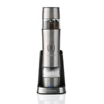 Cuisinart Electric Salt and Pepper Grinder Set Rechargeable Seasoning Mill No Batteries Needed, 20 Min Charging Measuring Cap Adjustable Grind Settings 3 Year Guarantee Silver