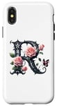 iPhone X/XS Letter R Initial Floral Monogram Rose Pink Flower Butterfly Case