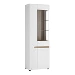 Furniture To Go Tall Glazed Narrow Unit LH Display, Wood White Gloss