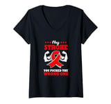 Womens Hey Stroke You Picked The Wrong One Stroke Awareness V-Neck T-Shirt