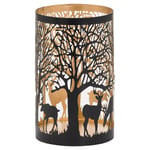 Stag Woodland Candle Holder Black & Gold Winter Christmas Decor Ornament 20cm