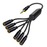 3.5mm Earphone Splitter Cable 3.5mm 1/8 Inch 4Pole TRRS Male to 6 Ports Aux6849