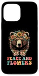 Coque pour iPhone 13 Pro Max Couronne de fleurs avec ours marron