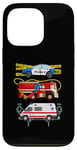 Coque pour iPhone 13 Pro Voiture de police camion de pompiers ambulance premiers intervenants