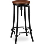 Tabouret de Bar, Design industriel, pivotant, Chaise haute ronde, Hauteur 77,5 cm max. fer bois, noir/marron - Relaxdays