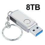 Clé USB en métal haute vitesse,clé USB 2023,clé USB OTG,clé USB,16 To,8 To,4 To,2 To,mémoire SSD portable,3.0 - Type silver 8TB