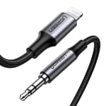 UGREEN Lightning till Aux 3,5 mm-kabel, 1 m - Svart